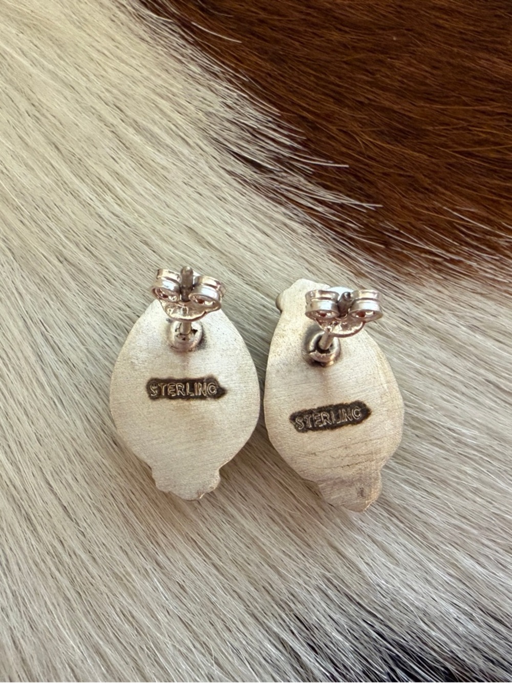 ❤️ Palomino Variscite Navajo Style Southwestern Brushed Matte 925 Stud Earrings - Picture 6 of 11